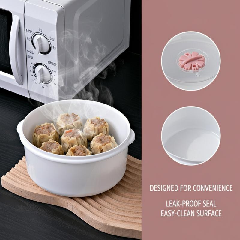 Bao Steamer Bamboo - Mikrowellen-Reiskocher & Dampfgarer-Box, beheizbarer Suppentopf mit